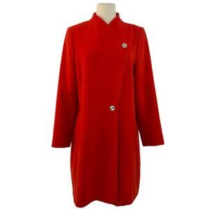 Marks and Spencer Duster Coat Chili Red Long Sleeves Button Closure | Size US14